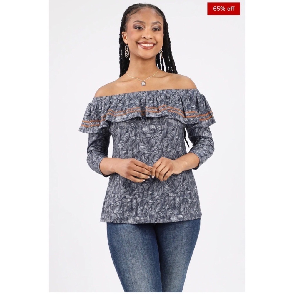 NWT ANTHROPOLOGIE THML Off-The-Shoulder Ruffle Blouse Size XS